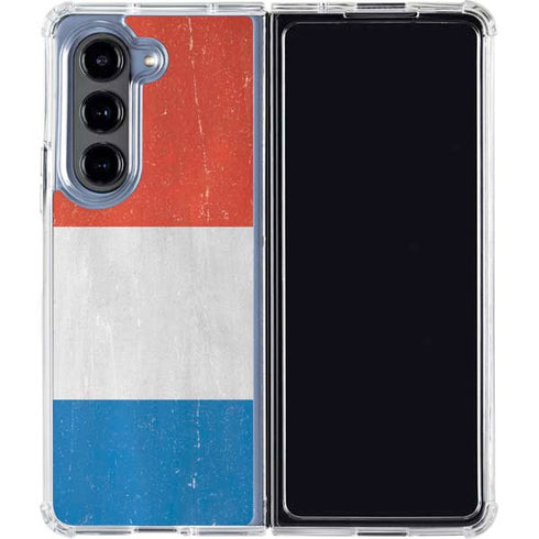 Netherlands Flag Distressed Galaxy Z Fold5 5G Clear Case